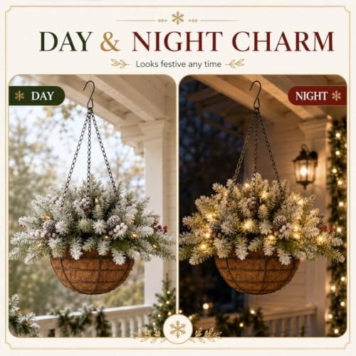 🎄Christmas Promotion 50% OFF🔥Pre-Lit Artificial Christmas Hanging Basket