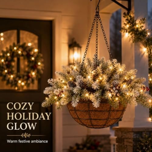 🎄Christmas Promotion 50% OFF🔥Pre-Lit Artificial Christmas Hanging Basket