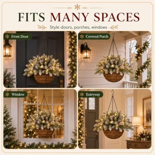 🎄Christmas Promotion 50% OFF🔥Pre-Lit Artificial Christmas Hanging Basket
