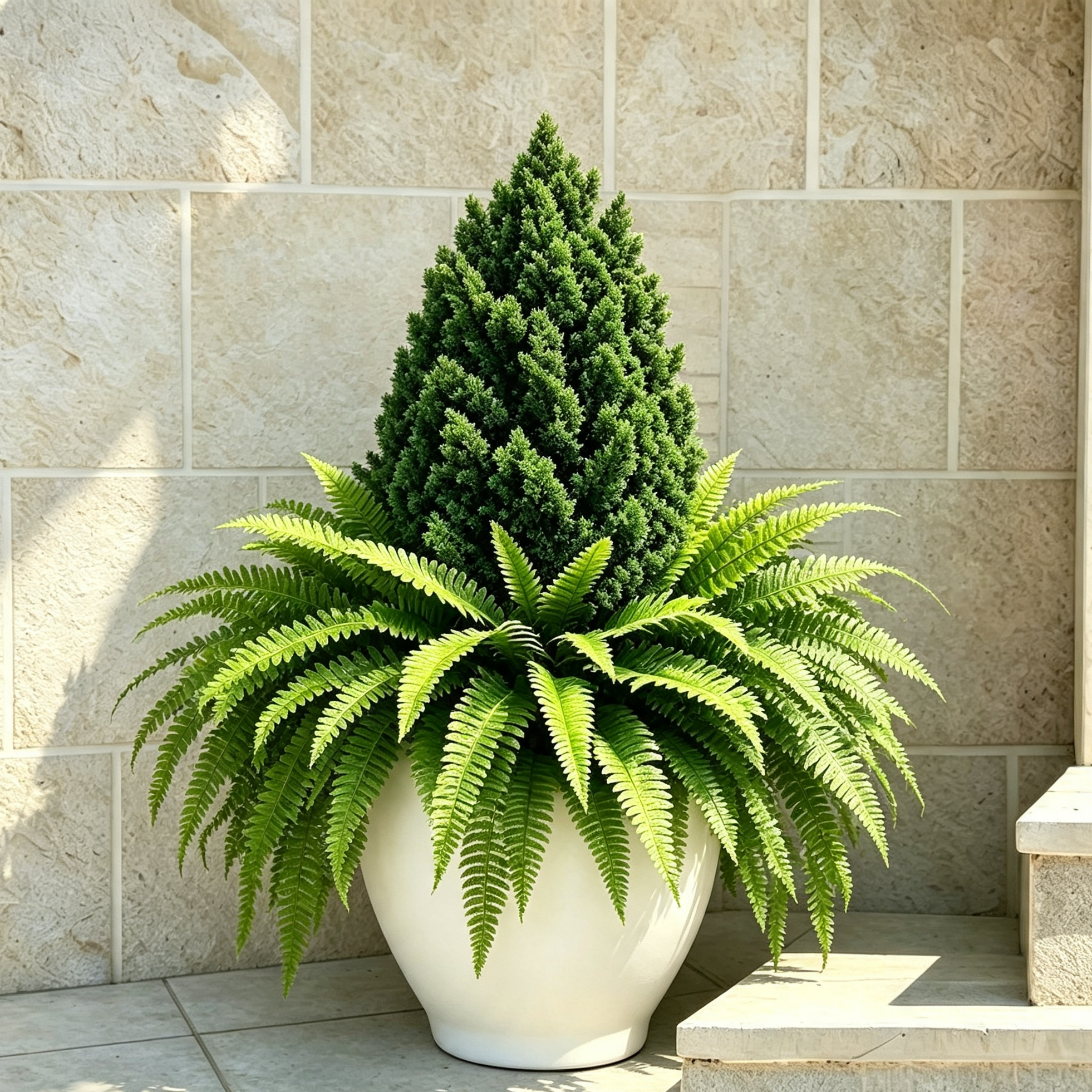 🏆2026 Super Value Set🔥🌱 Lush Artificial UV Resistant Pine & Boston Fern Potted Plant