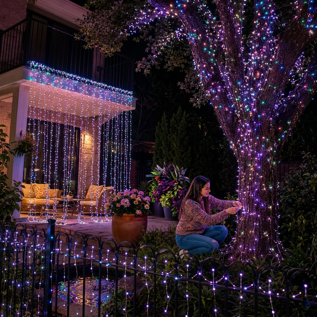 Dreamy Multi-Color LED Waterfall Lights