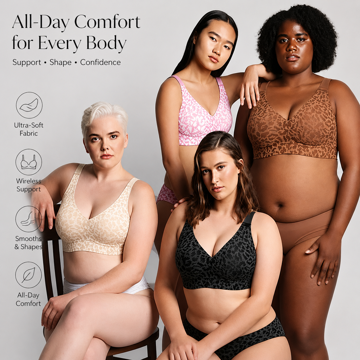 🔥Buy 1 Get 1 Free🔥-Super Firming Leopard Print Jelly  Bra | Women Wirefree Bras 👍