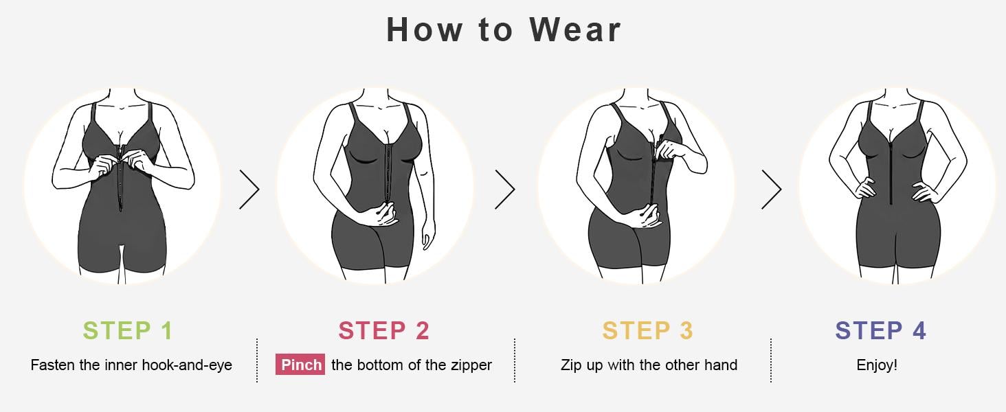 SHAPERX Shapewear for Women Tummy Control Bodysuits Zip-Up Comfort Ultra Stretch Fabric Customizable Fit Breathable Mesh Design Comfortable Fit
