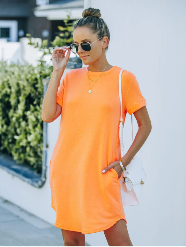 ⏰2025 Women's Casual Short Sleeve T Shirt Dress Basic Dresses with Pockets