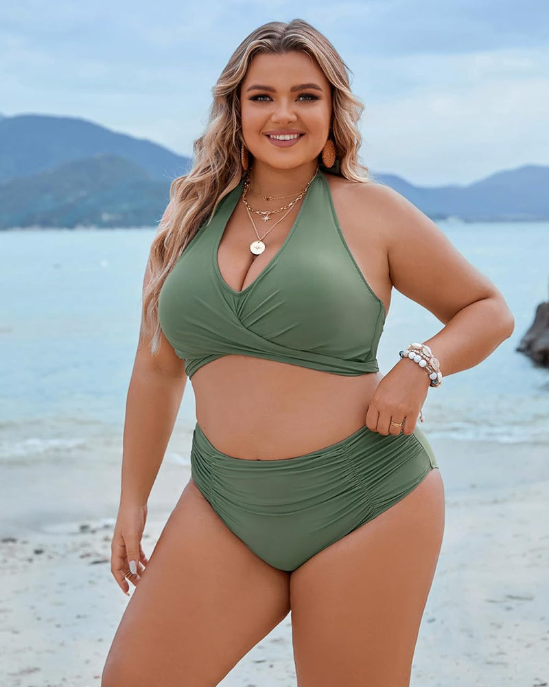 🔥NEW🔥Tummy Control Bathing Suits Modest High Waisted Bikini Sets