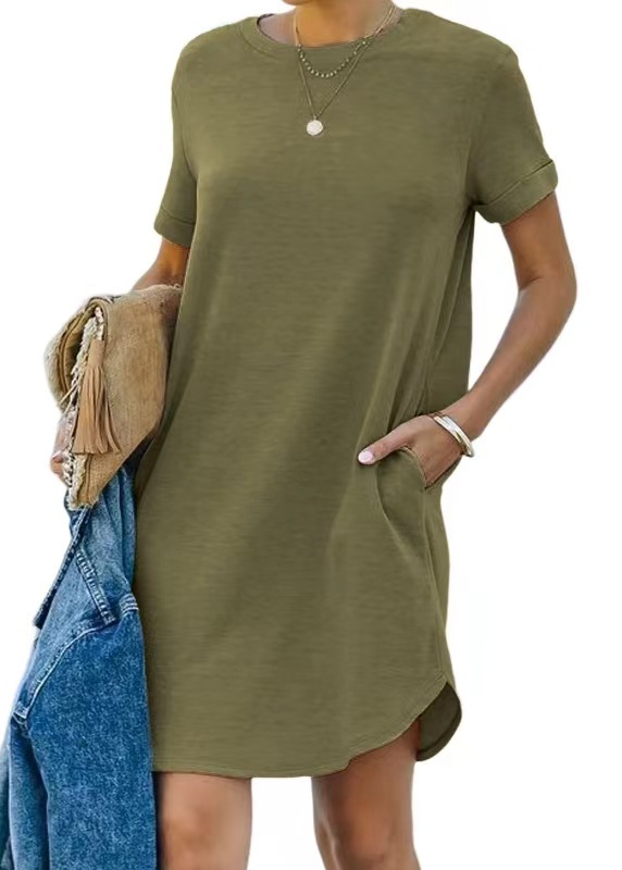 ⏰2025 Women's Casual Short Sleeve T Shirt Dress Basic Dresses with Pockets