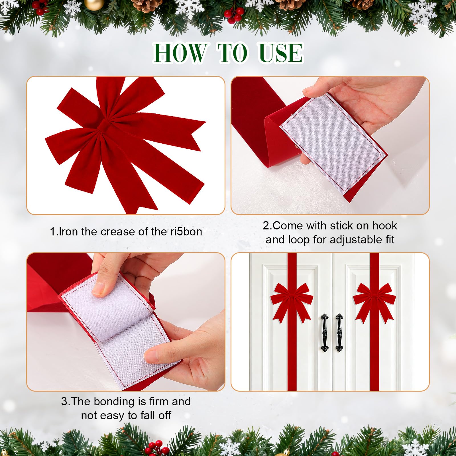 🔥$9.99 On Sale Today Only🎀Christmas Velvet Cabinet Door Bows Ribbons Decorations