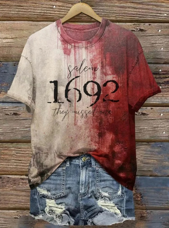 Men's/woman's Bloody Problem Solved Halloween Print T-Shirt