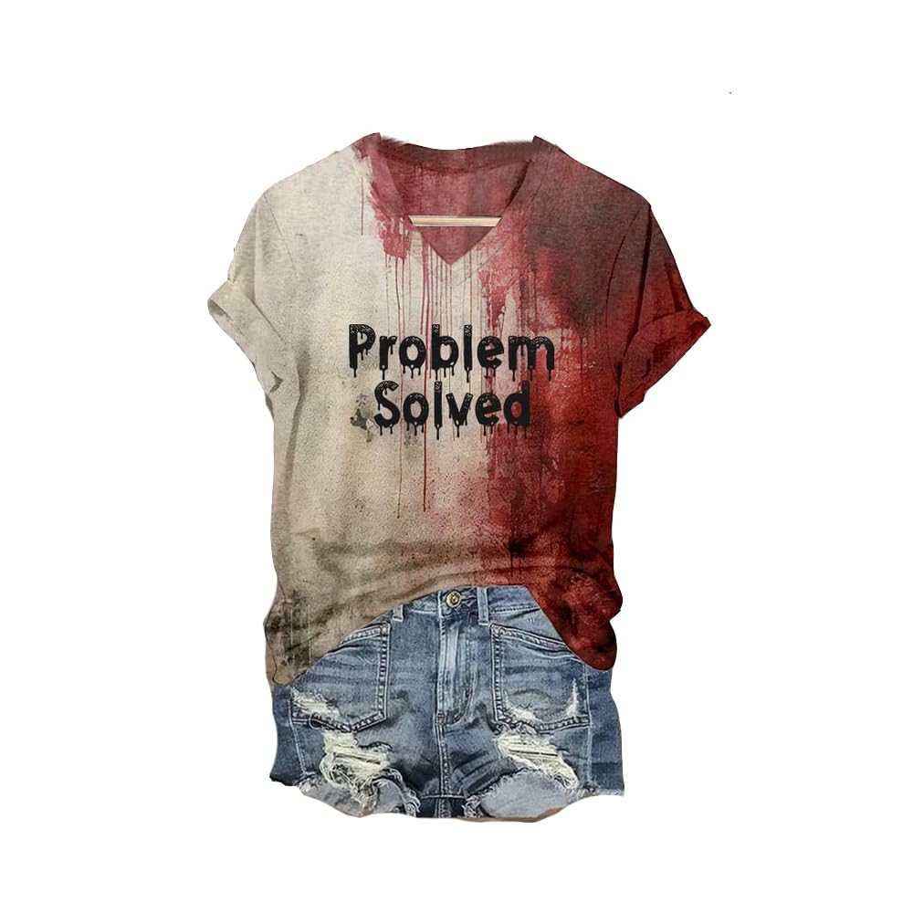 Men's/woman's Bloody Problem Solved Halloween Print T-Shirt