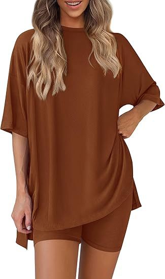 2025 Two Piece Lounge Set Matching Clothing Oversized Tshirts Biker Short Fashion