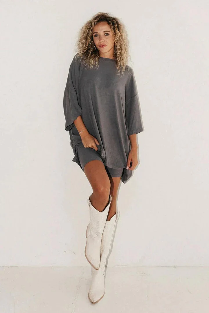 2025 Two Piece Lounge Set Matching Clothing Oversized Tshirts Biker Short Fashion