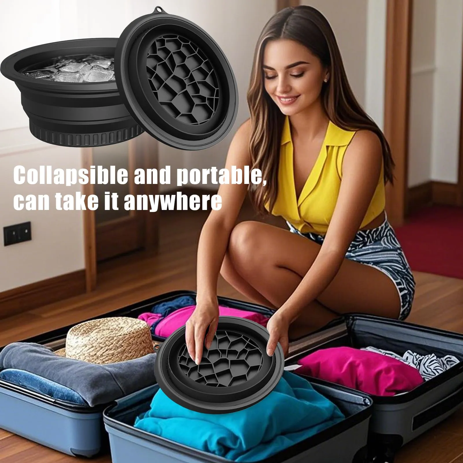 Collapsible portable ice bowl