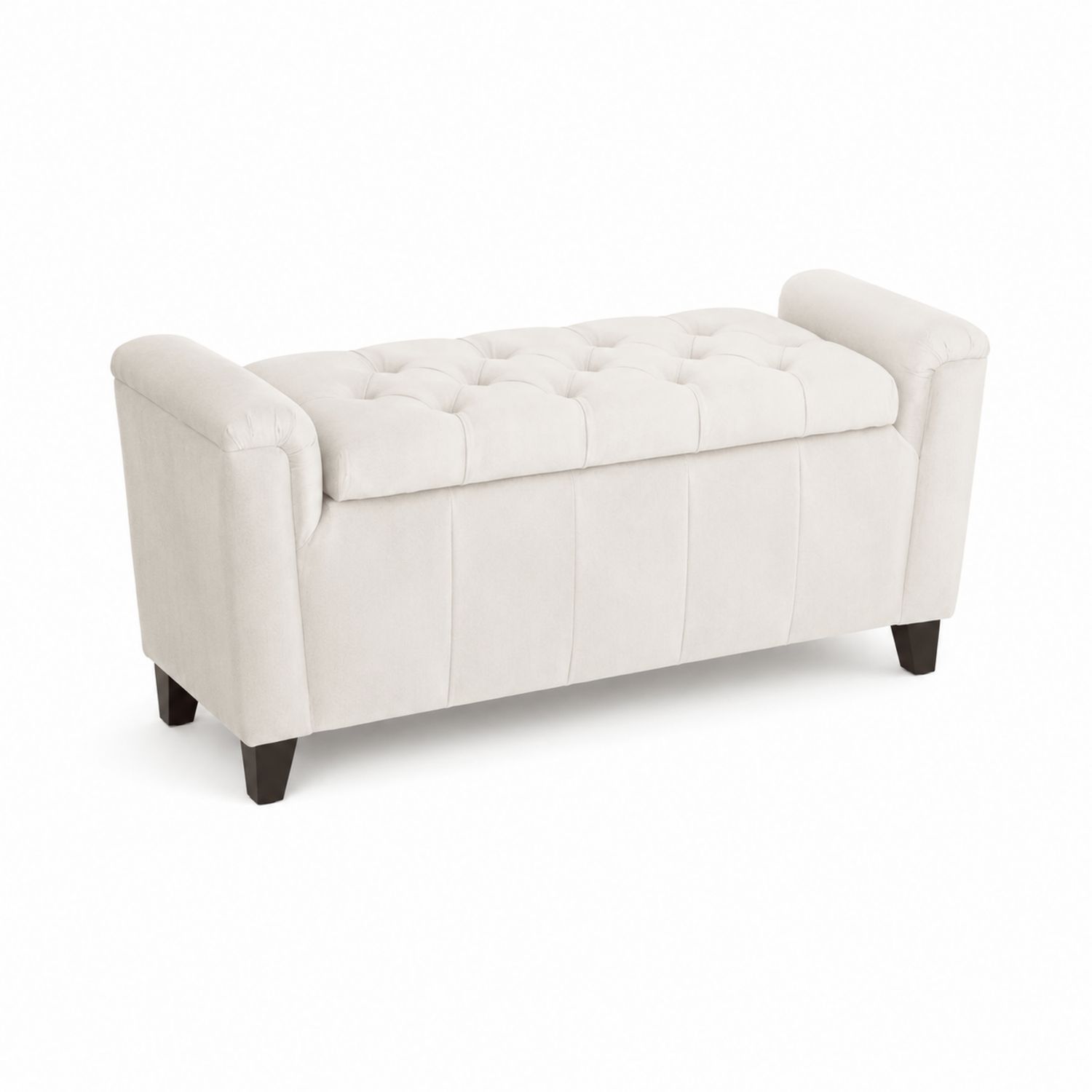 Banc de rangement en bois et tissu polyester Blanc