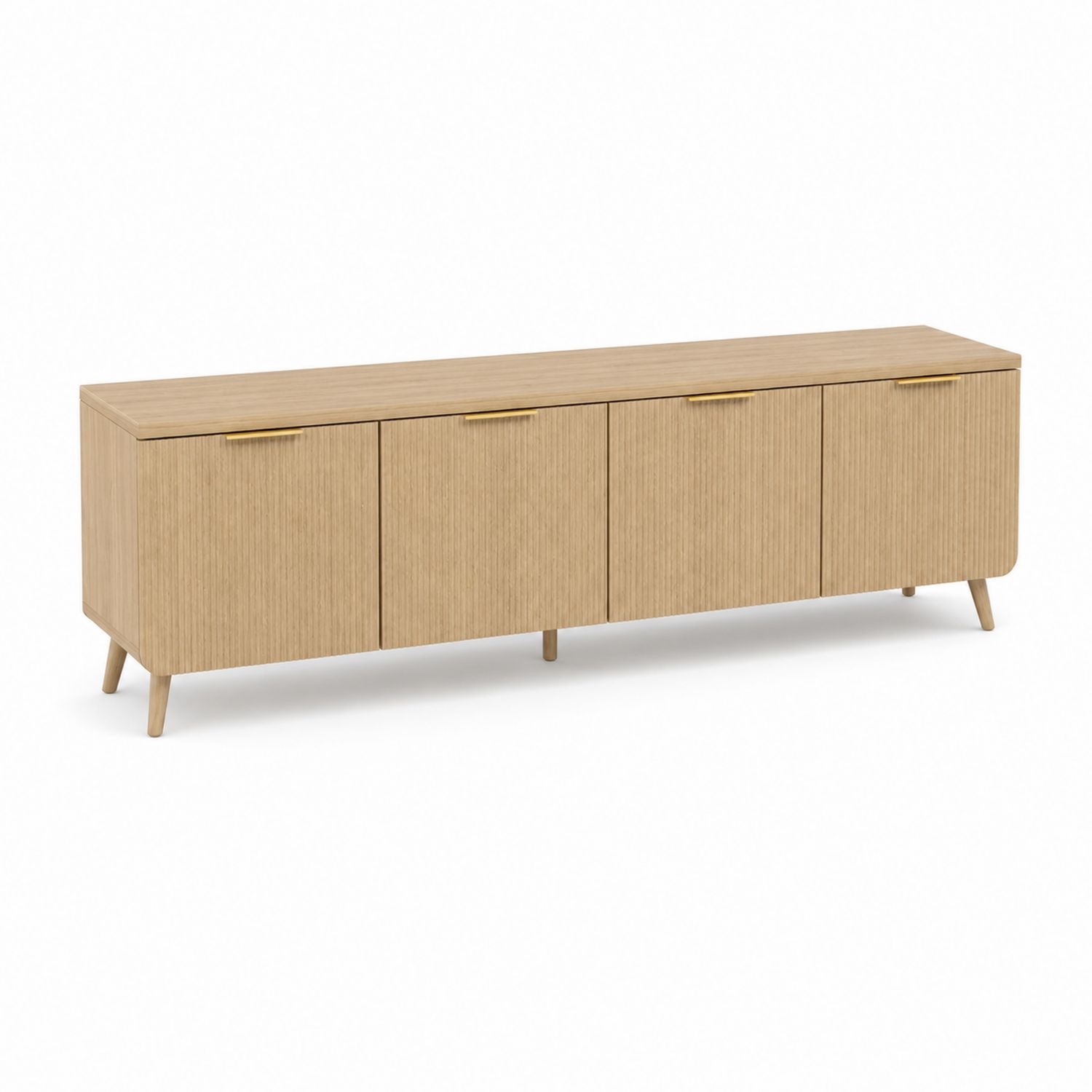 Buffet bas rectangulaire en bois de chêne clair avec 4 portes