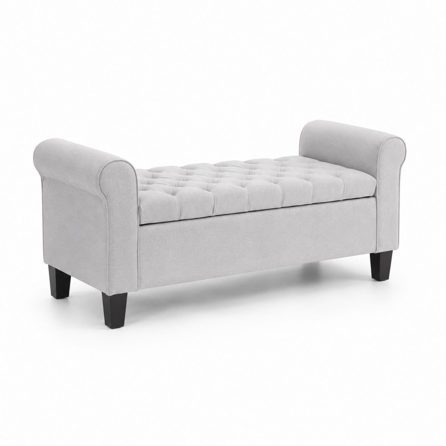 Banquette en tissu avec rangement et pieds en bois 140cm