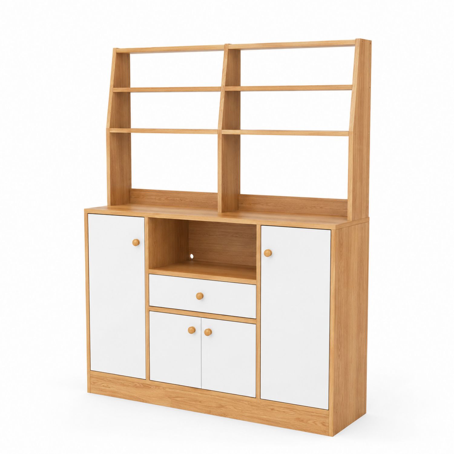 Buffet en bois avec étagères et portes blanches en MDF 180x120x40 cm