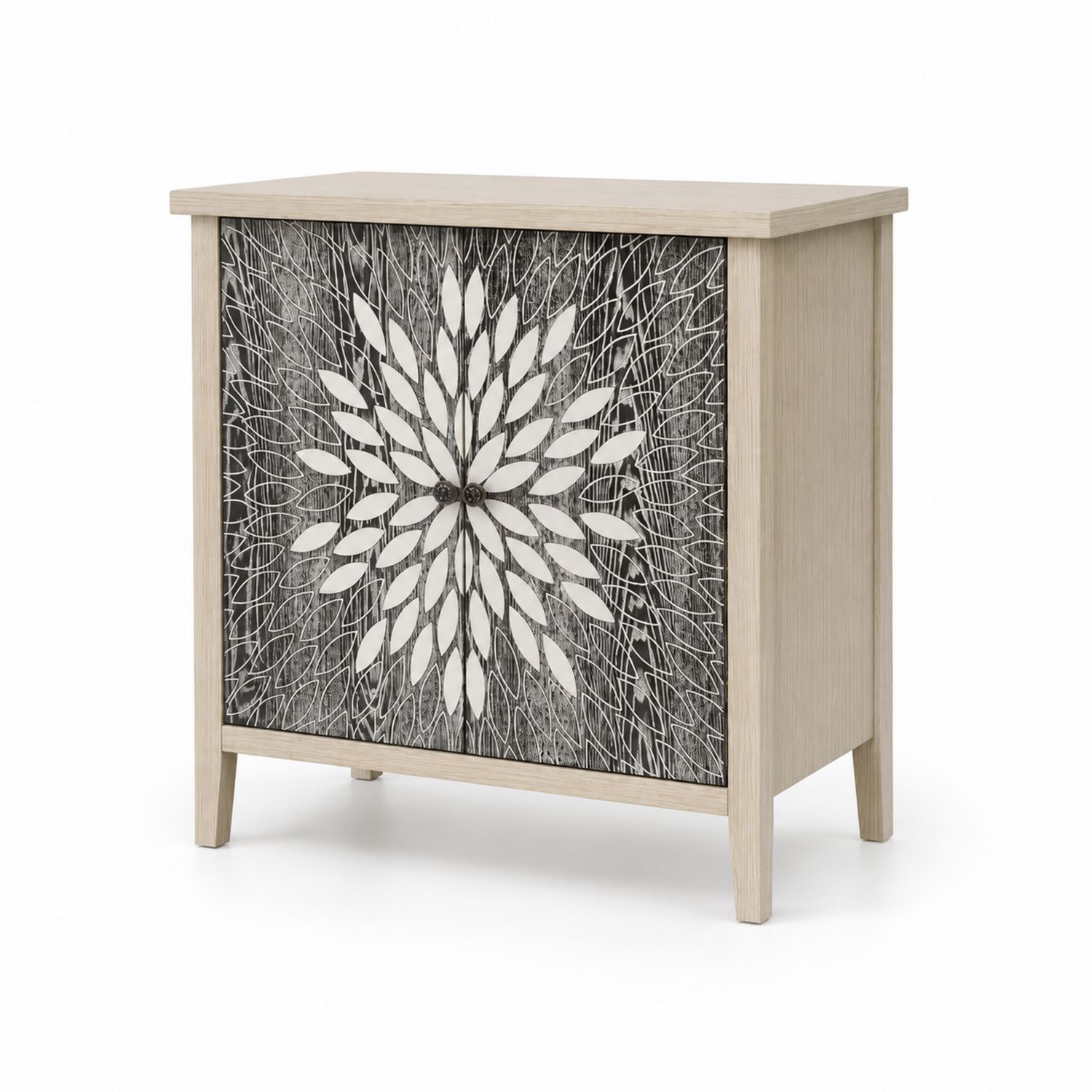 Buffet en bois avec motif floral 80x40x85 cm