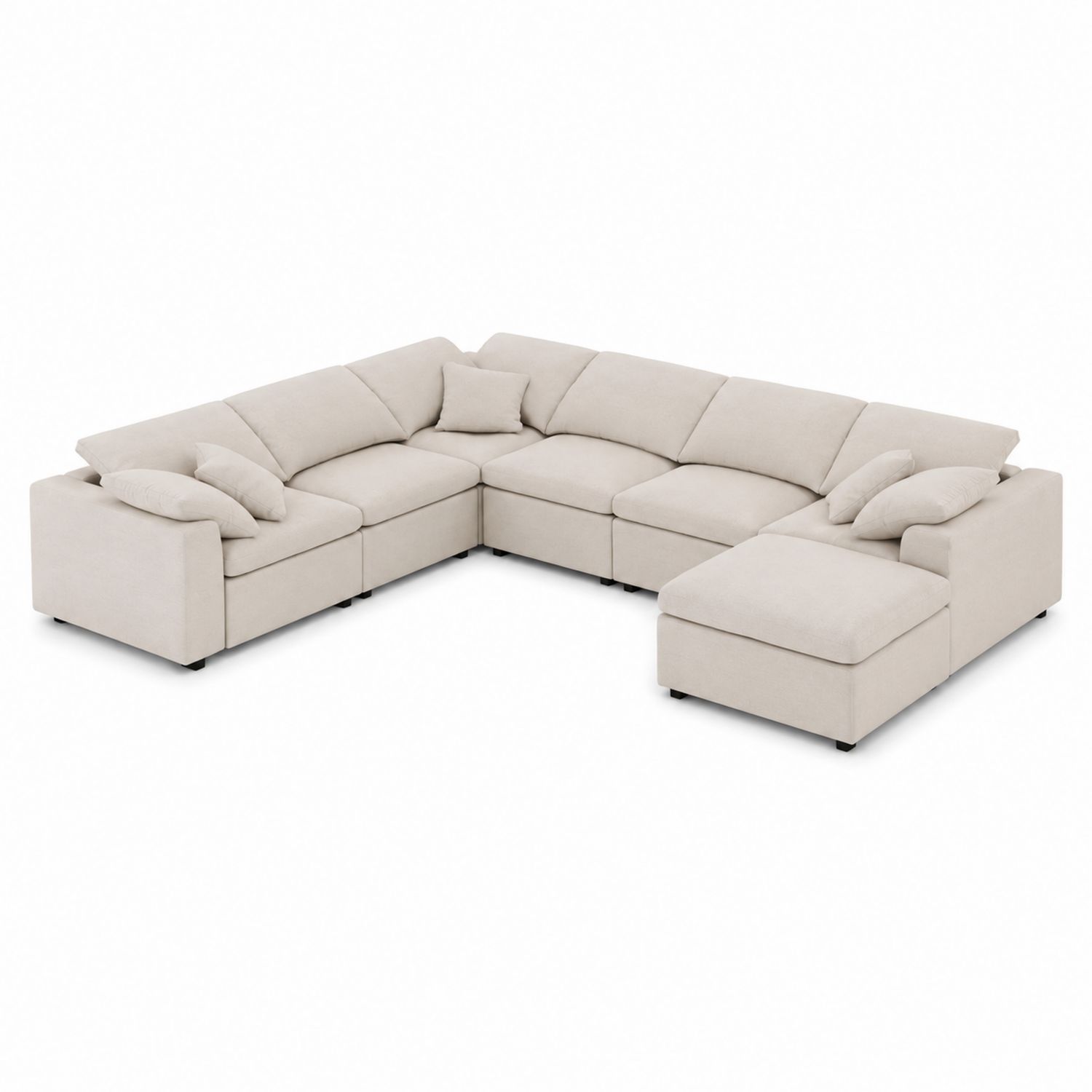 Canapé d'angle modulable en tissu Beige 370 cm