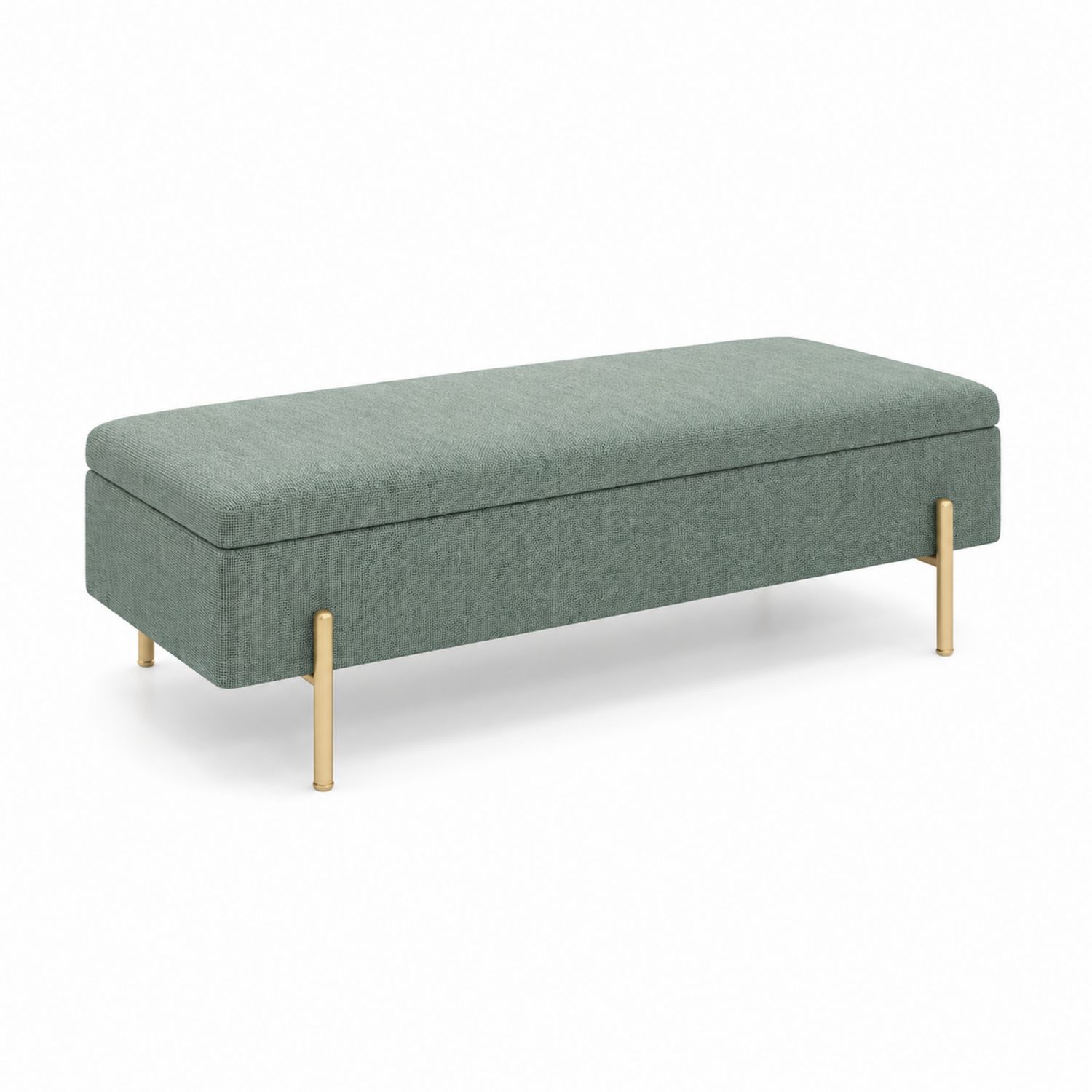 Banc rectangulaire en tissu avec pieds en métal doré