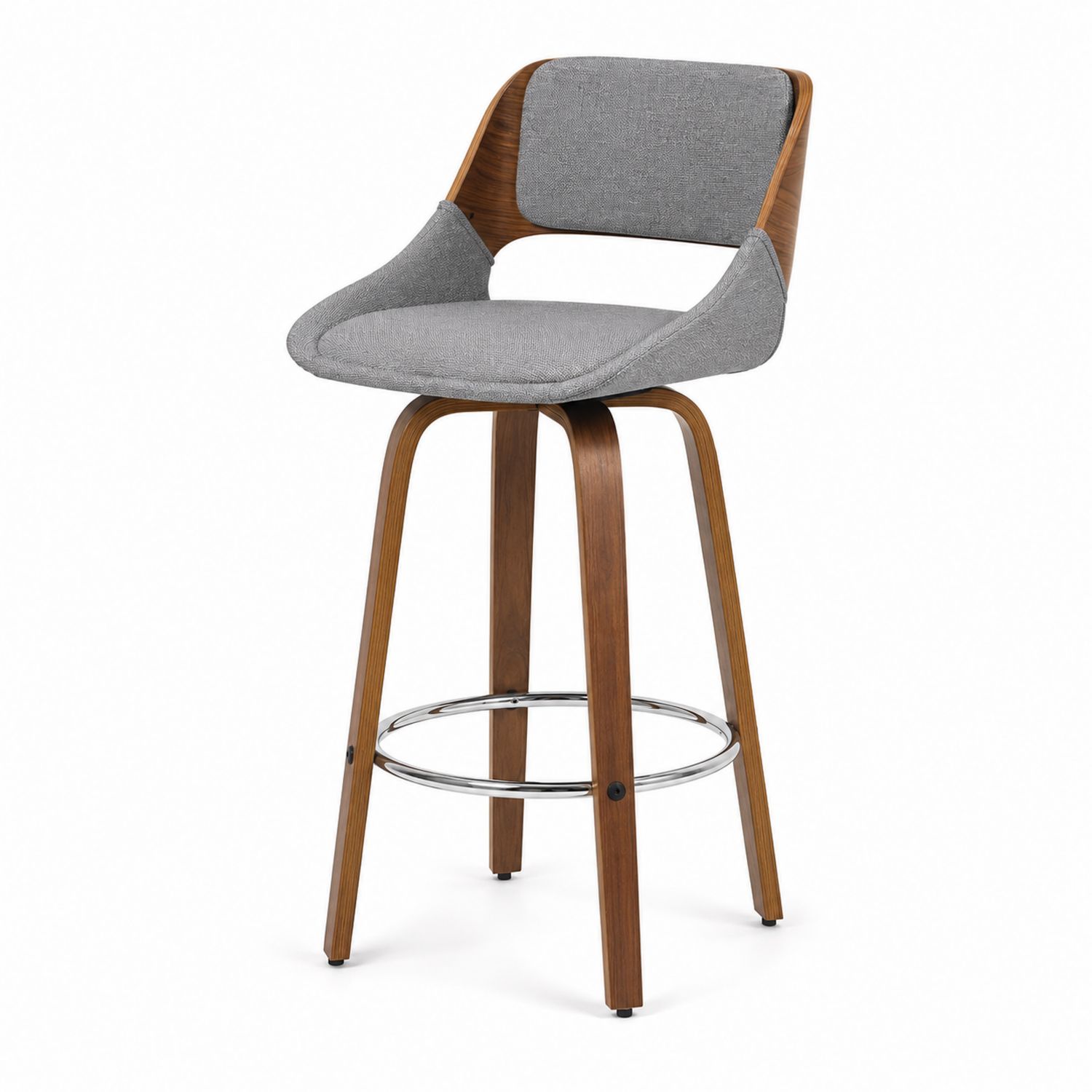 Tabouret de bar en bois avec assise en tissu gris