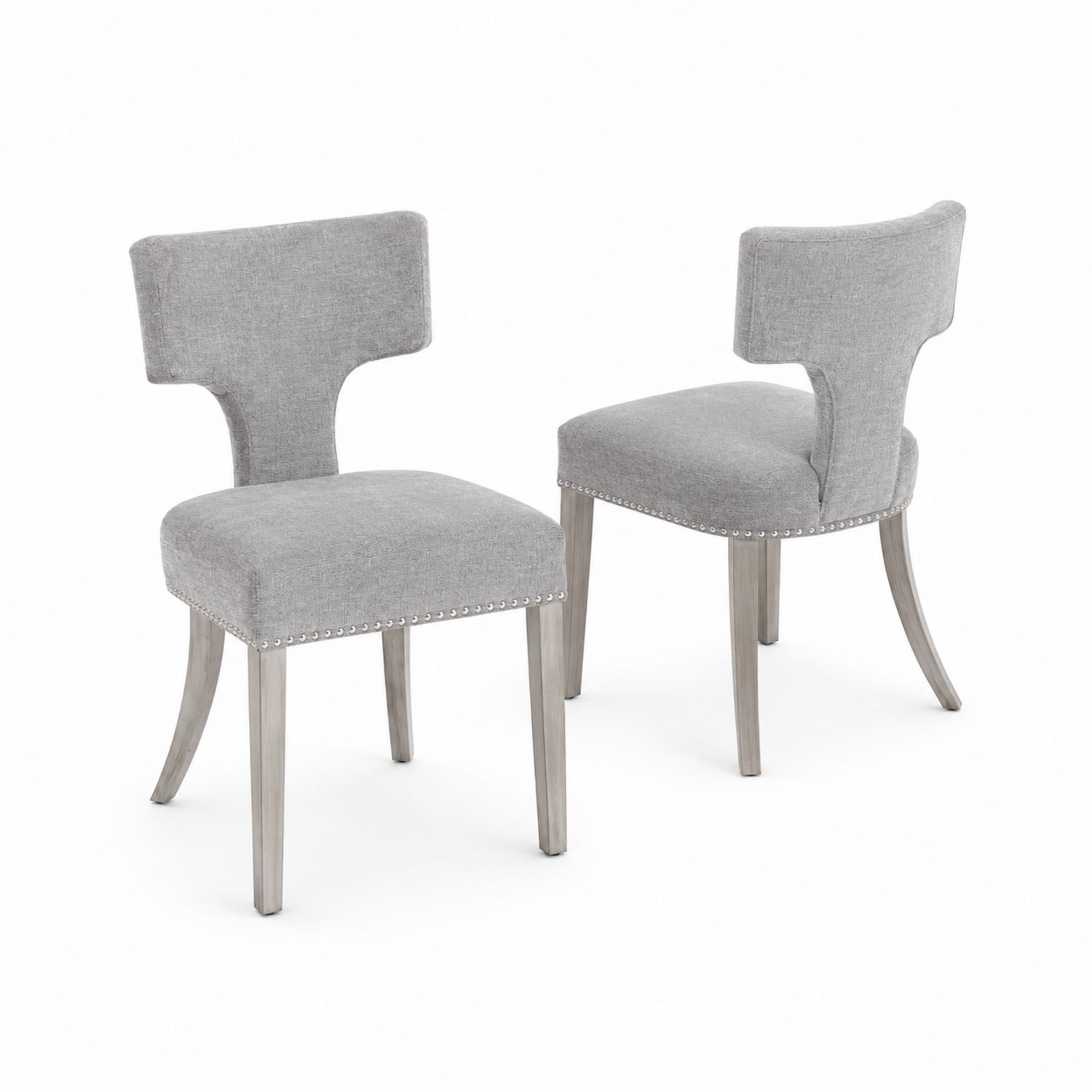 Ensemble de 2 chaises de salle à manger en tissu et bois de hêtre gris