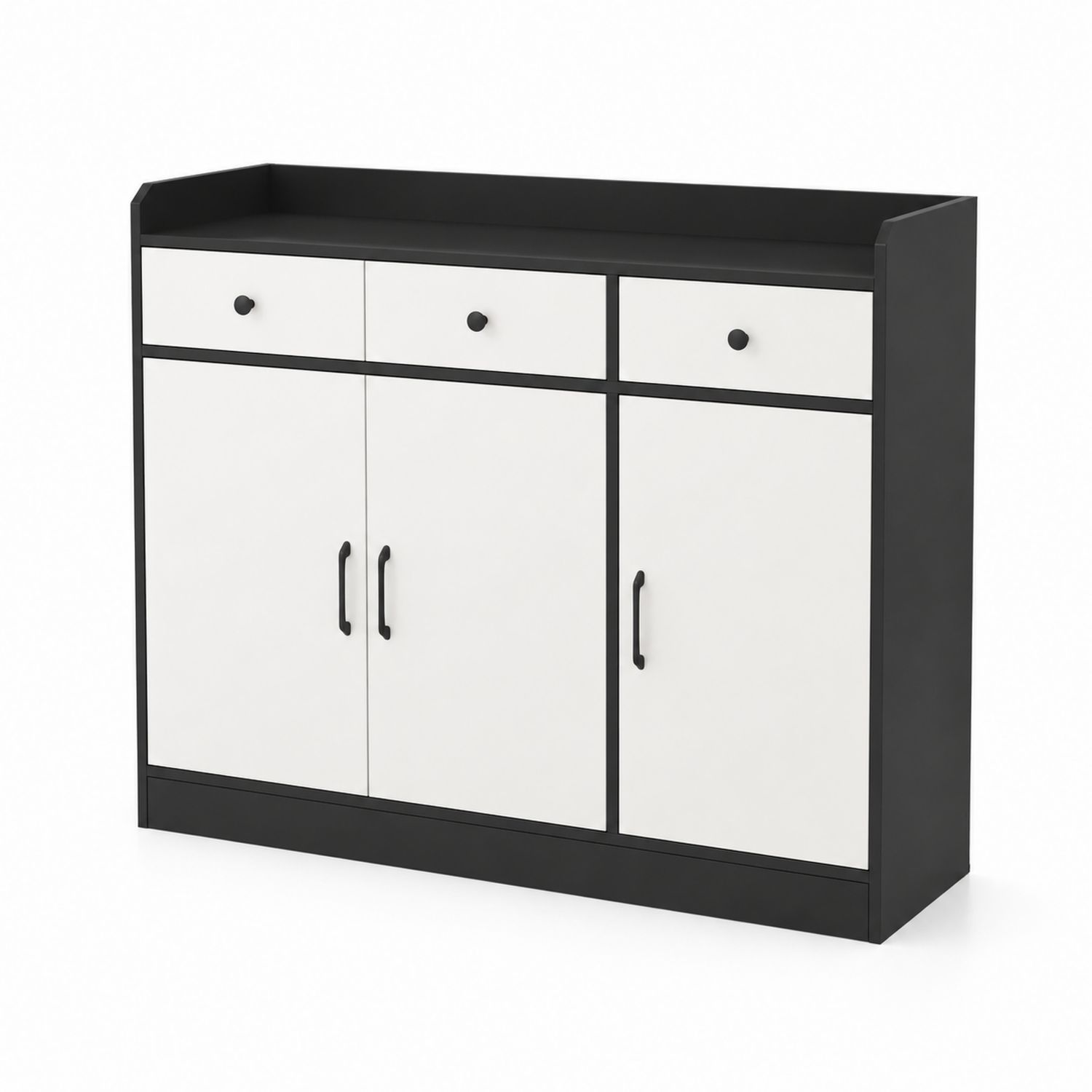 Buffet de cuisine en MDF Noir et Blanc 120x40x90 cm