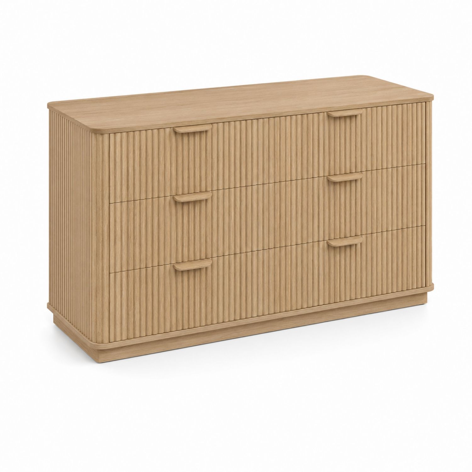 Commode en Bois de Chêne Clair avec 3 Tiroirs