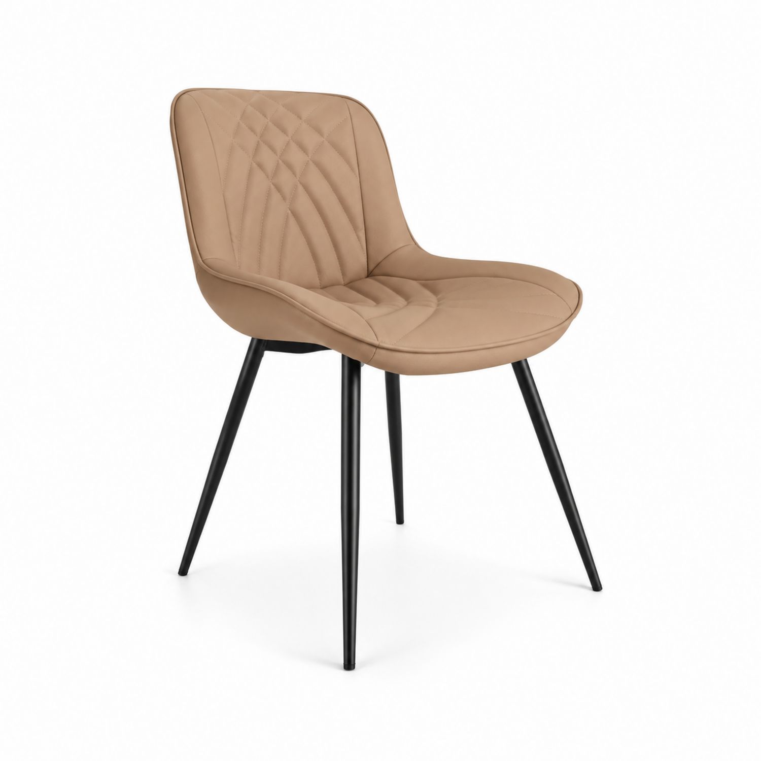 Chaise en similicuir beige avec pieds en métal-luntrivoqelz