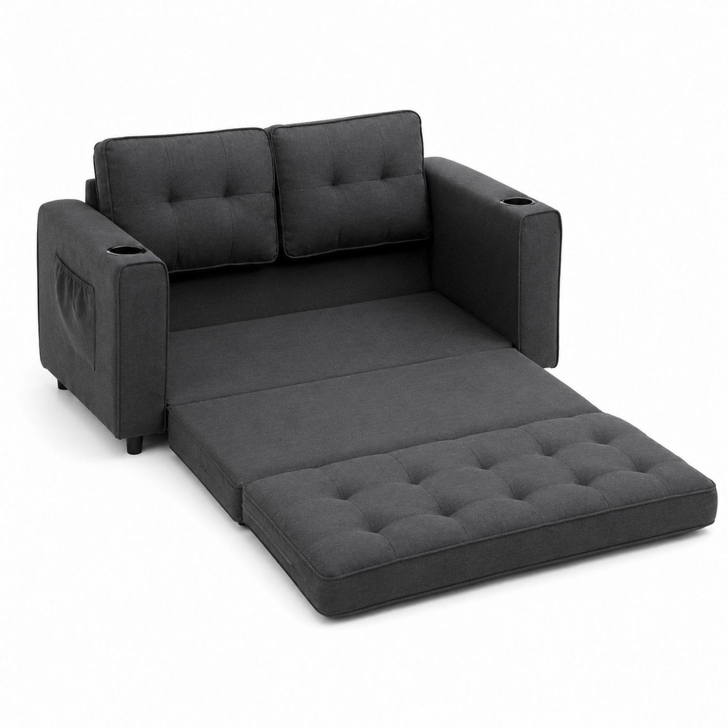 Canapé-lit en tissu polyester gris-luntrivoqelz