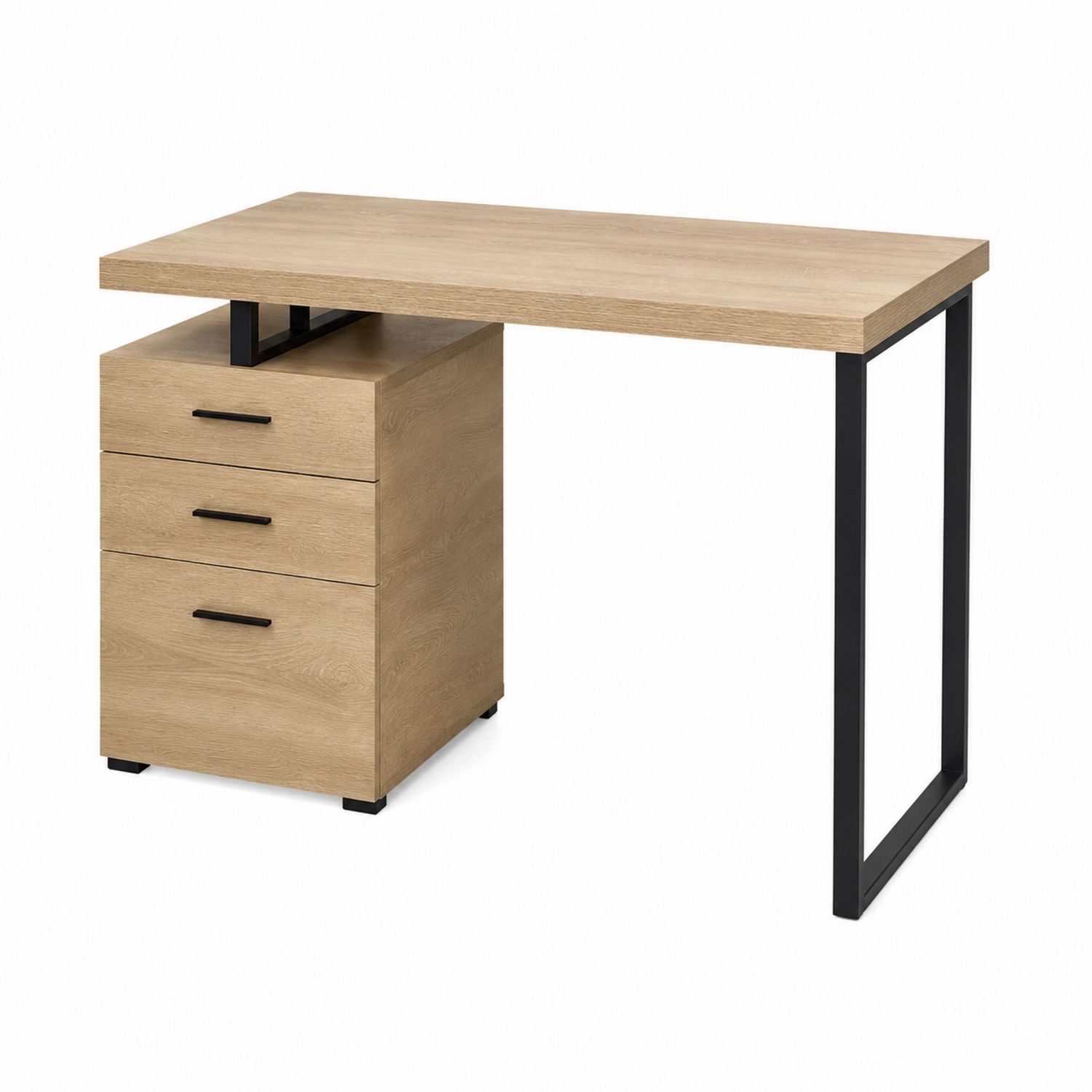Bureau en bois avec tiroirs en métal Chêne et Noir 140x60x75 cm-luntrivoqelz