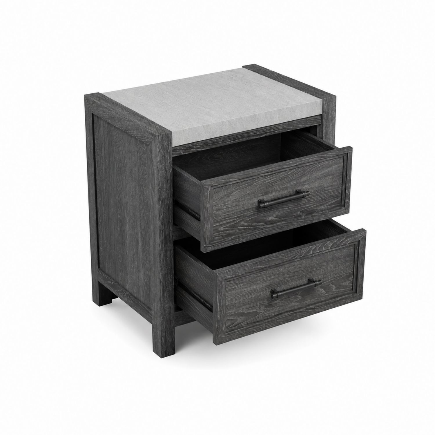 Table de chevet 2 tiroirs en bois avec plateau en pierre-luntrivoqelz