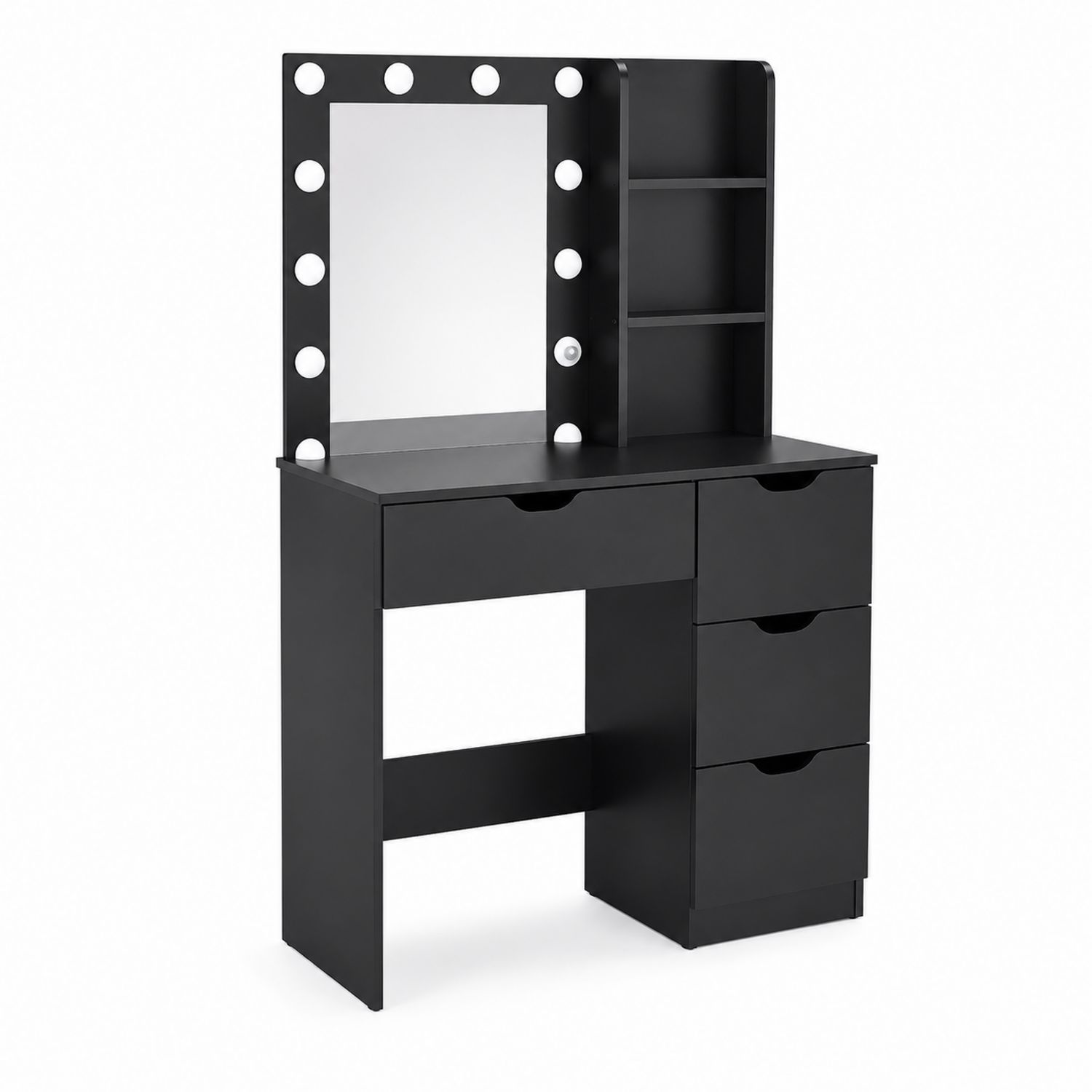 Coiffeuse LED avec Miroir et Rangements en Bois Noir-luntrivoqelz