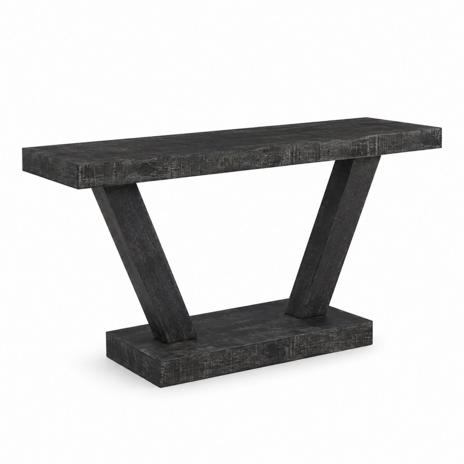 Console en bois noir inclinée en V, 120x35x80 cm-luntrivoqelz