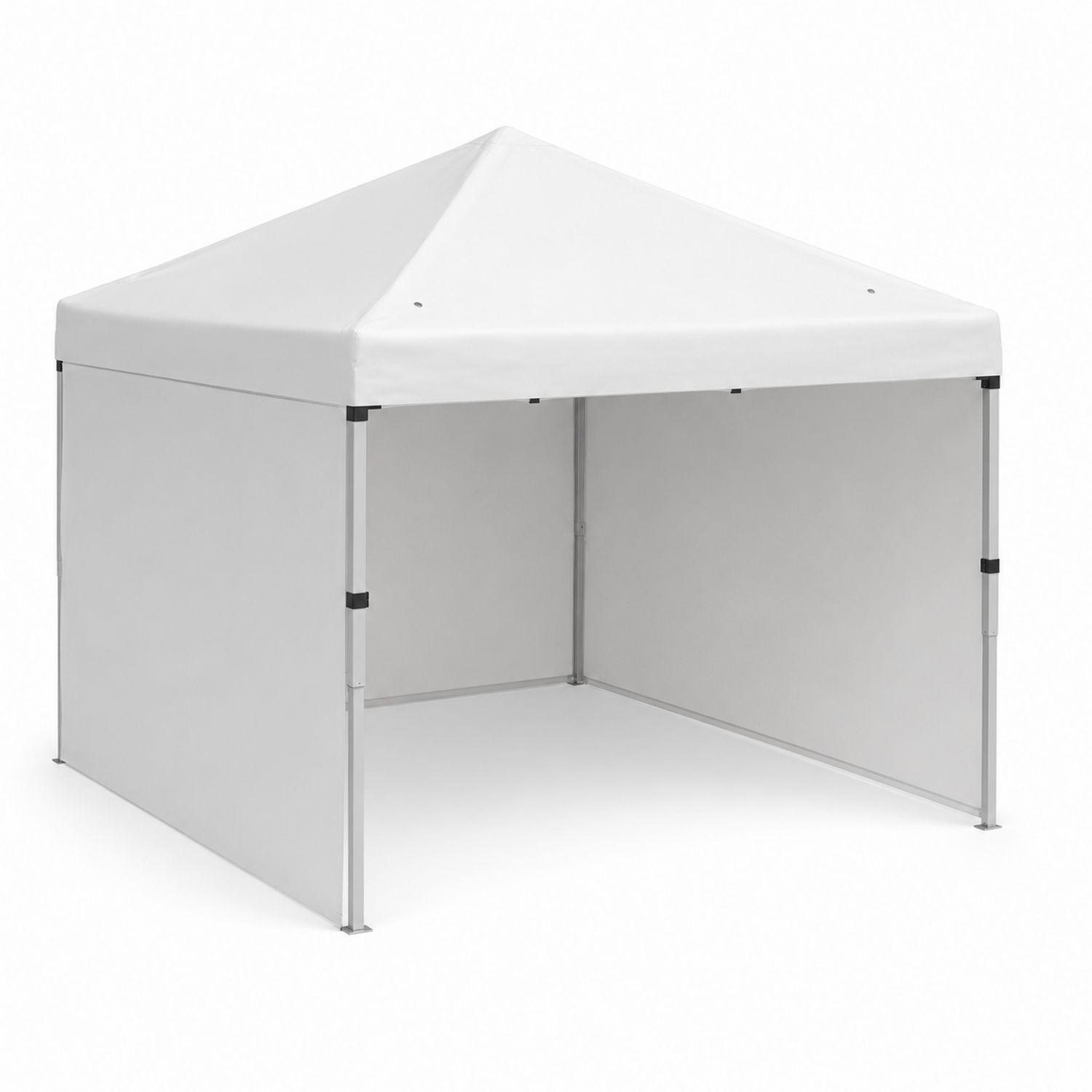 Tente pliante en acier blanc avec parois latérales en polyester-luntrivoqelz