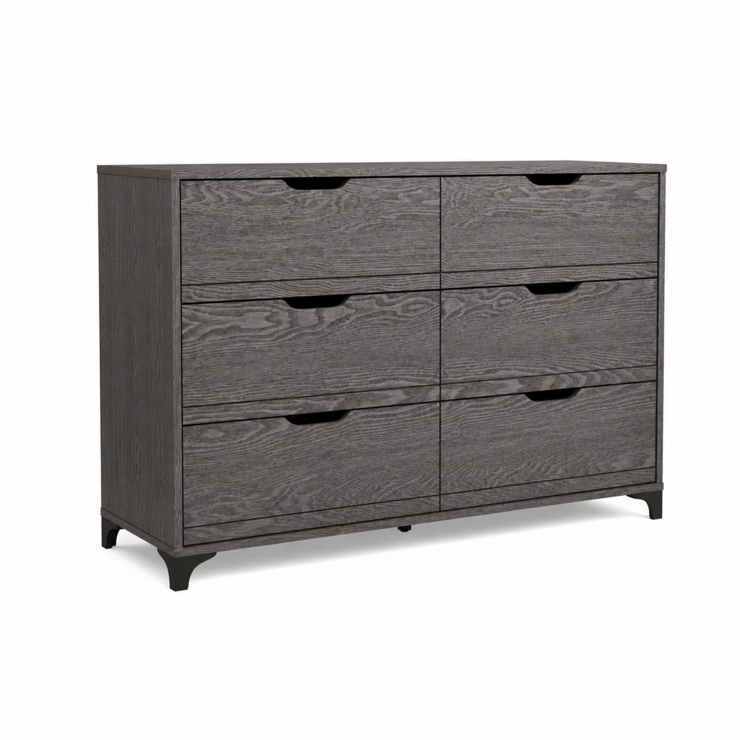 Commode 6 tiroirs en bois avec pieds en métal Gris 120x40x75 cm-luntrivoqelz