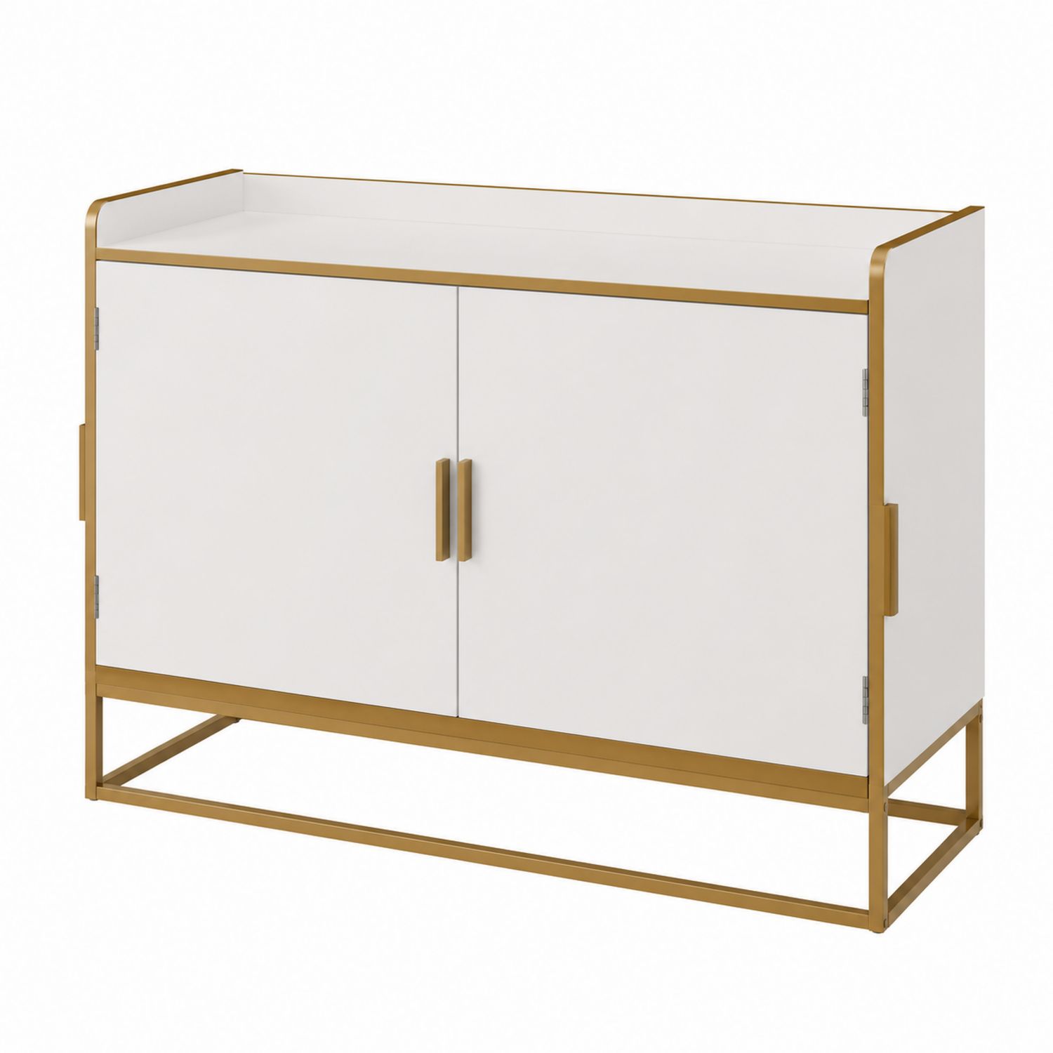 Buffet en MDF et Métal Blanc/Doré 120x80x40 cm-luntrivoqelz