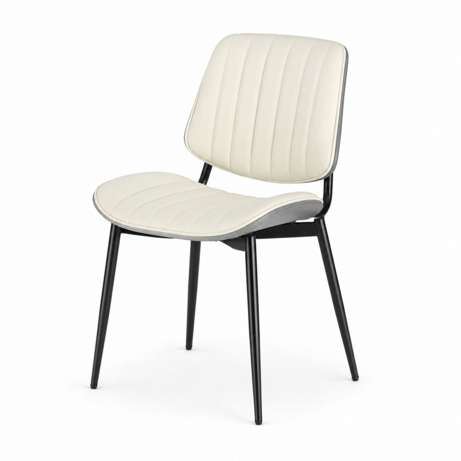 Chaise en PU Crème avec Structure Métal Noir-luntrivoqelz