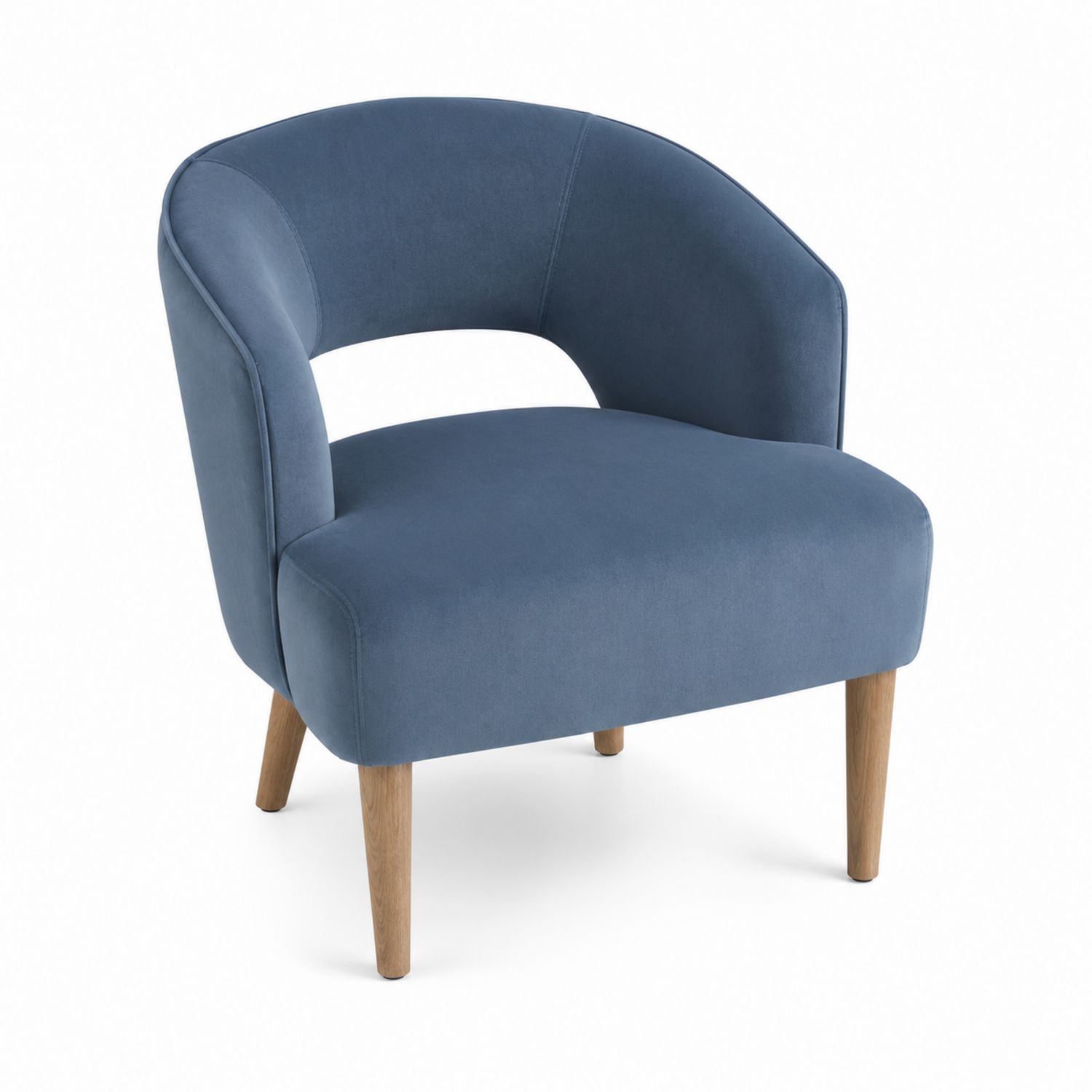 Fauteuil en tissu bleu avec pieds en bois-luntrivoqelz