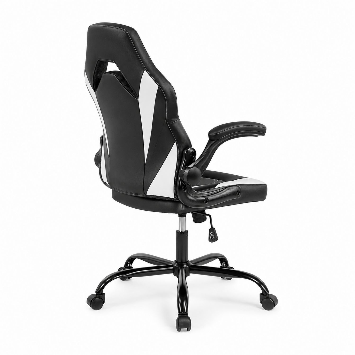 Chaise de bureau en similicuir noir et blanc-luntrivoqelz