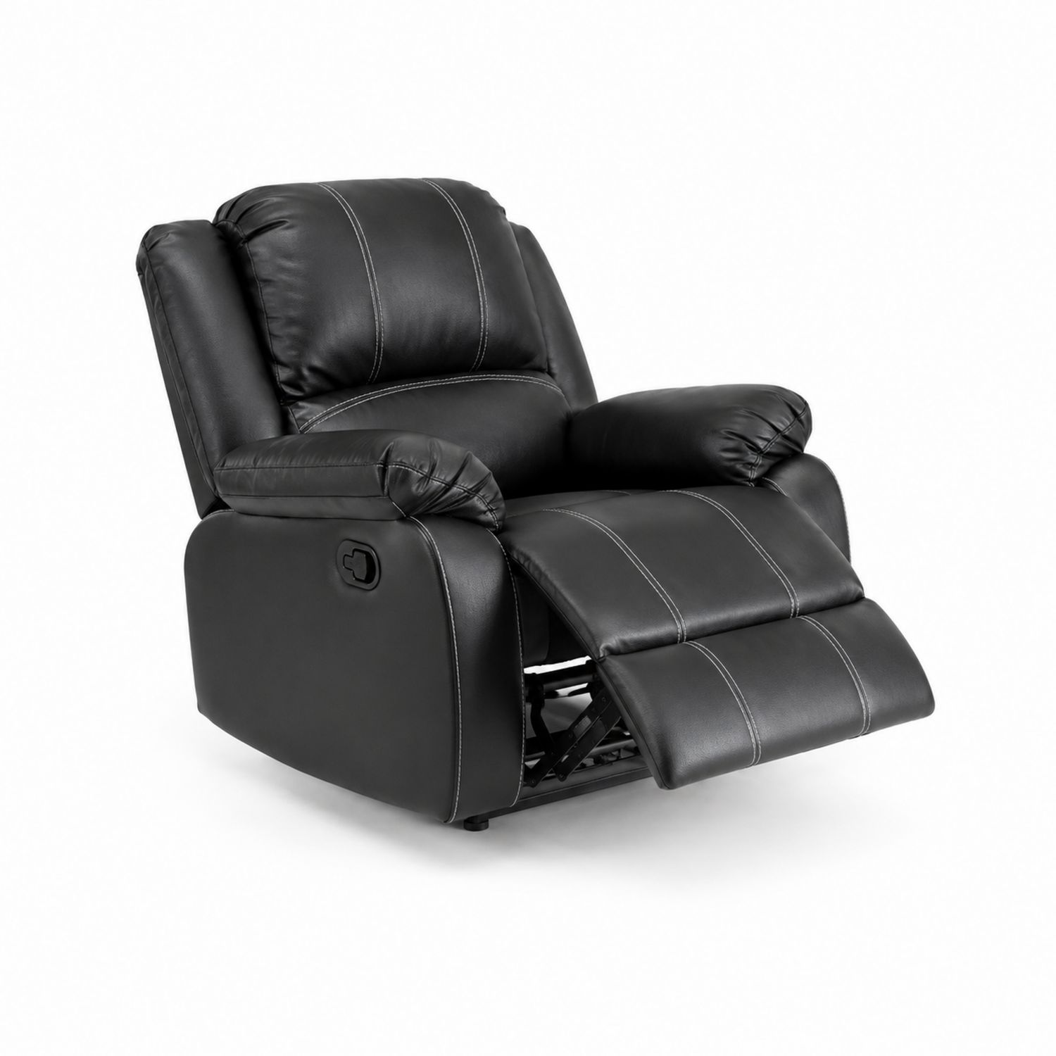 Fauteuil inclinable en cuir synthétique noir avec repose-pieds-luntrivoqelz