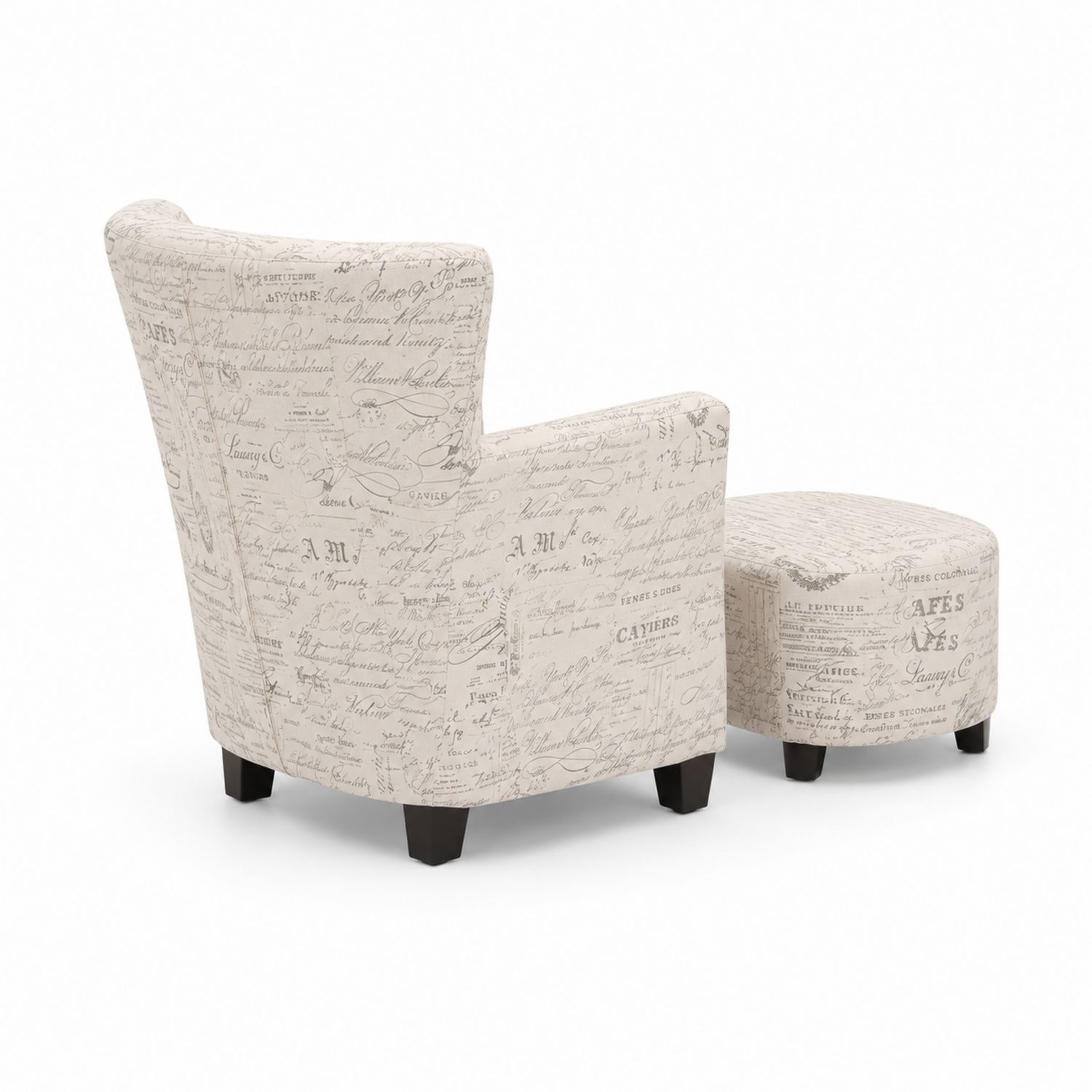 Fauteuil en tissu avec repose-pieds imprimé Beige-luntrivoqelz