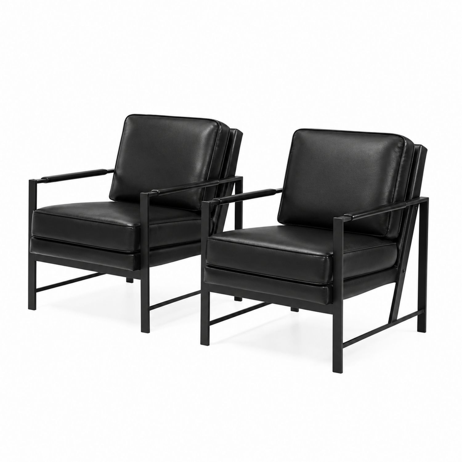 Ensemble de 2 fauteuils en métal noir et cuir PU-luntrivoqelz