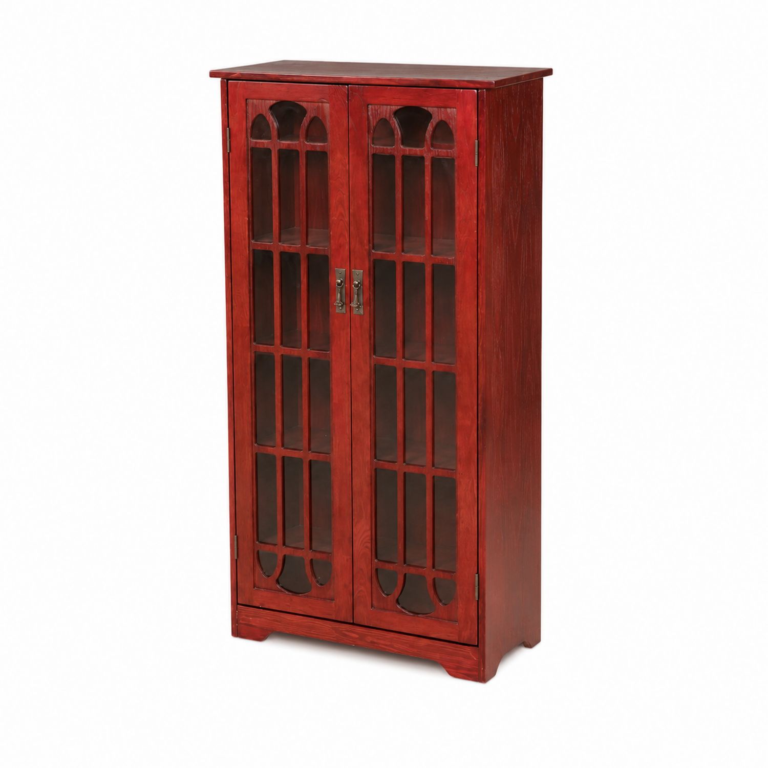Bibliothèque en bois avec portes en verre trempé Rouge 120x60x30 cm-luntrivoqelz