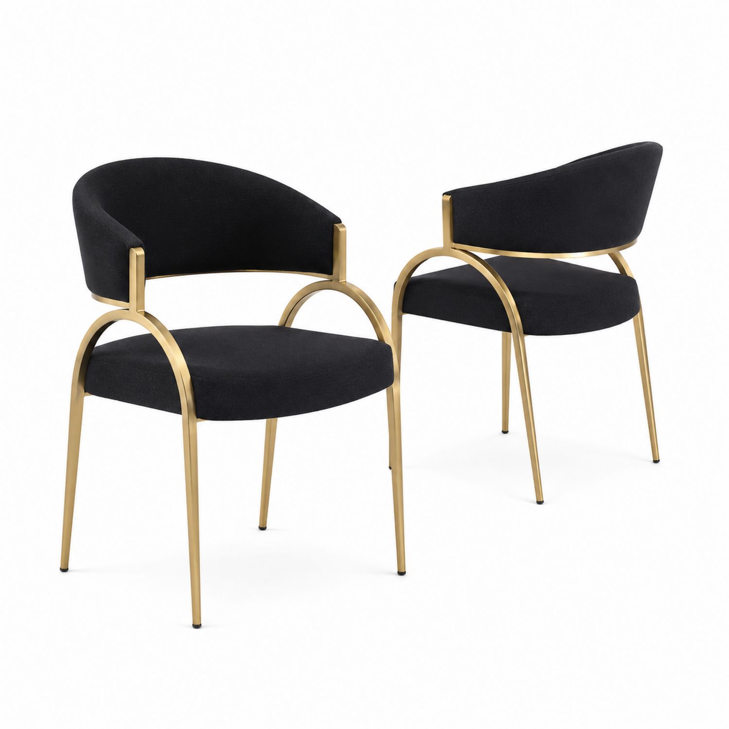 Lot de 2 chaises en métal et tissu Noir et Doré-luntrivoqelz