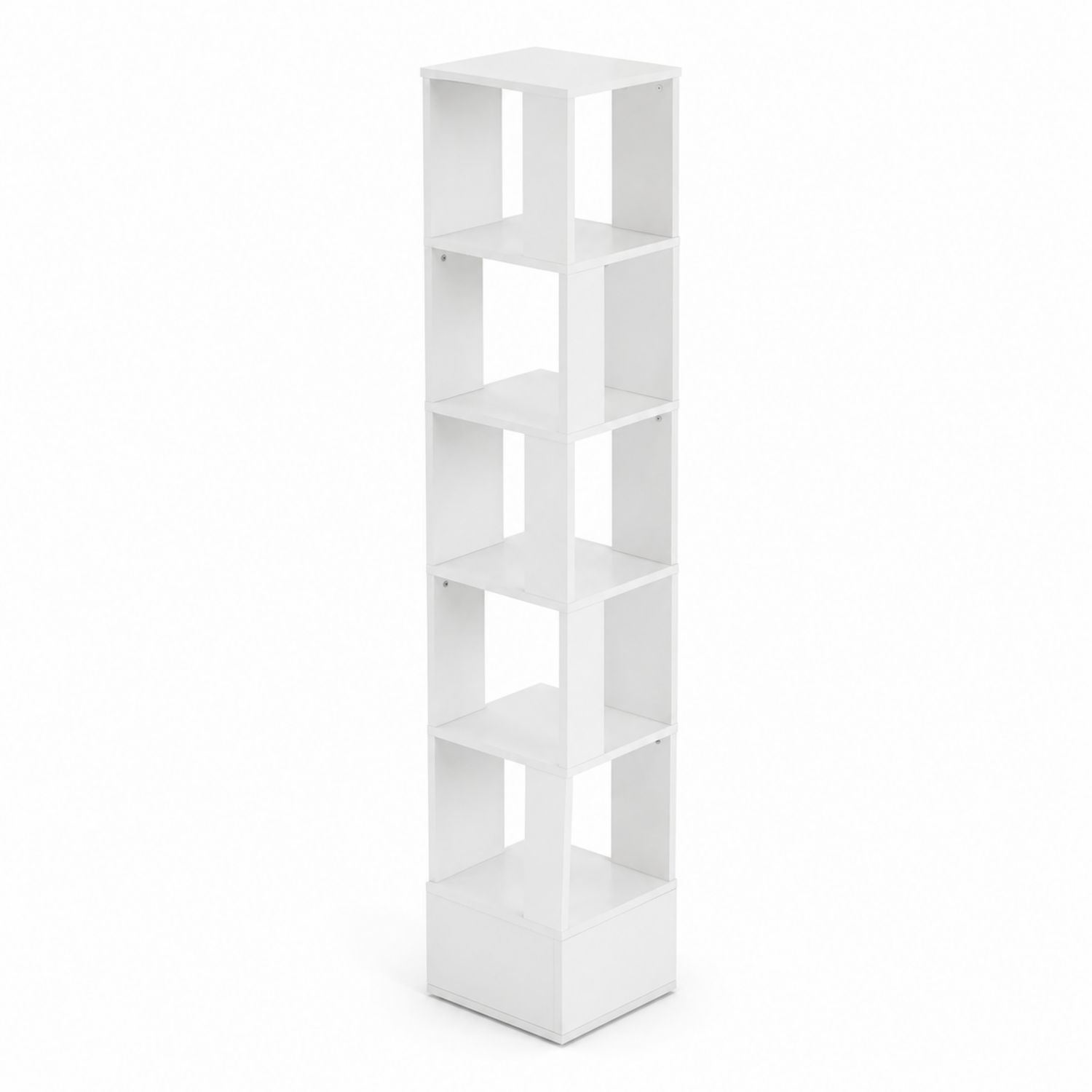 Étagère colonne en bois blanc 6 niveaux 30x30x160 cm-luntrivoqelz