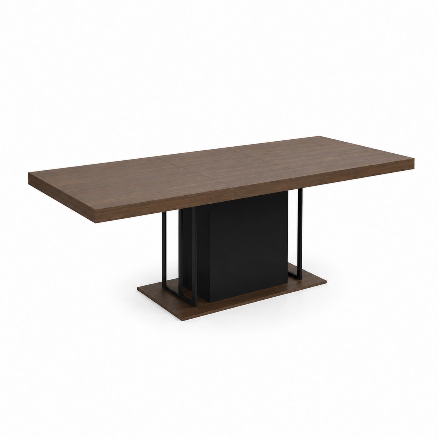 Table à manger rectangulaire extensible en bois et métal Marron/Noir-luntrivoqelz