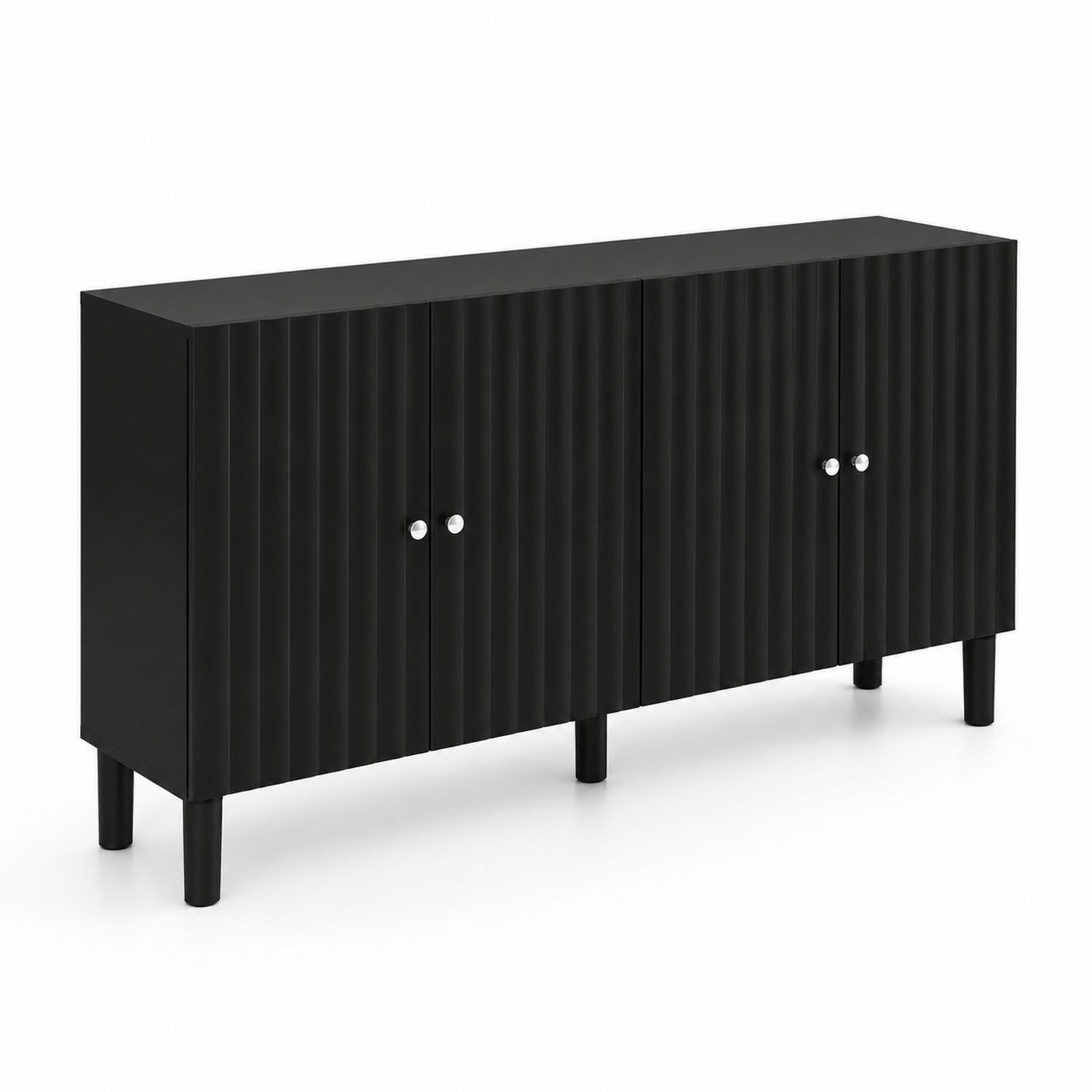 Buffet 4 portes en MDF noir 160x40x80 cm-luntrivoqelz