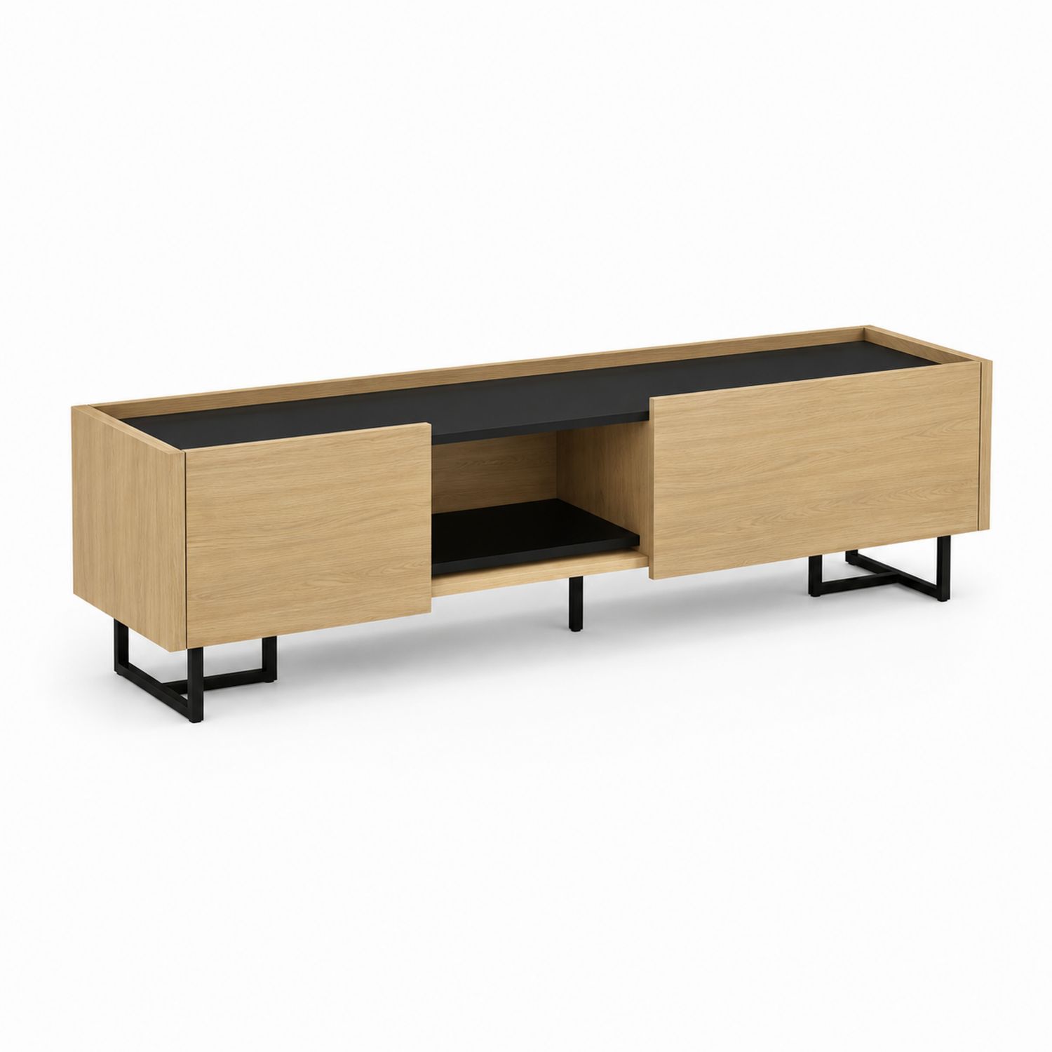 Meuble TV en bois et métal noir 180 cm-luntrivoqelz