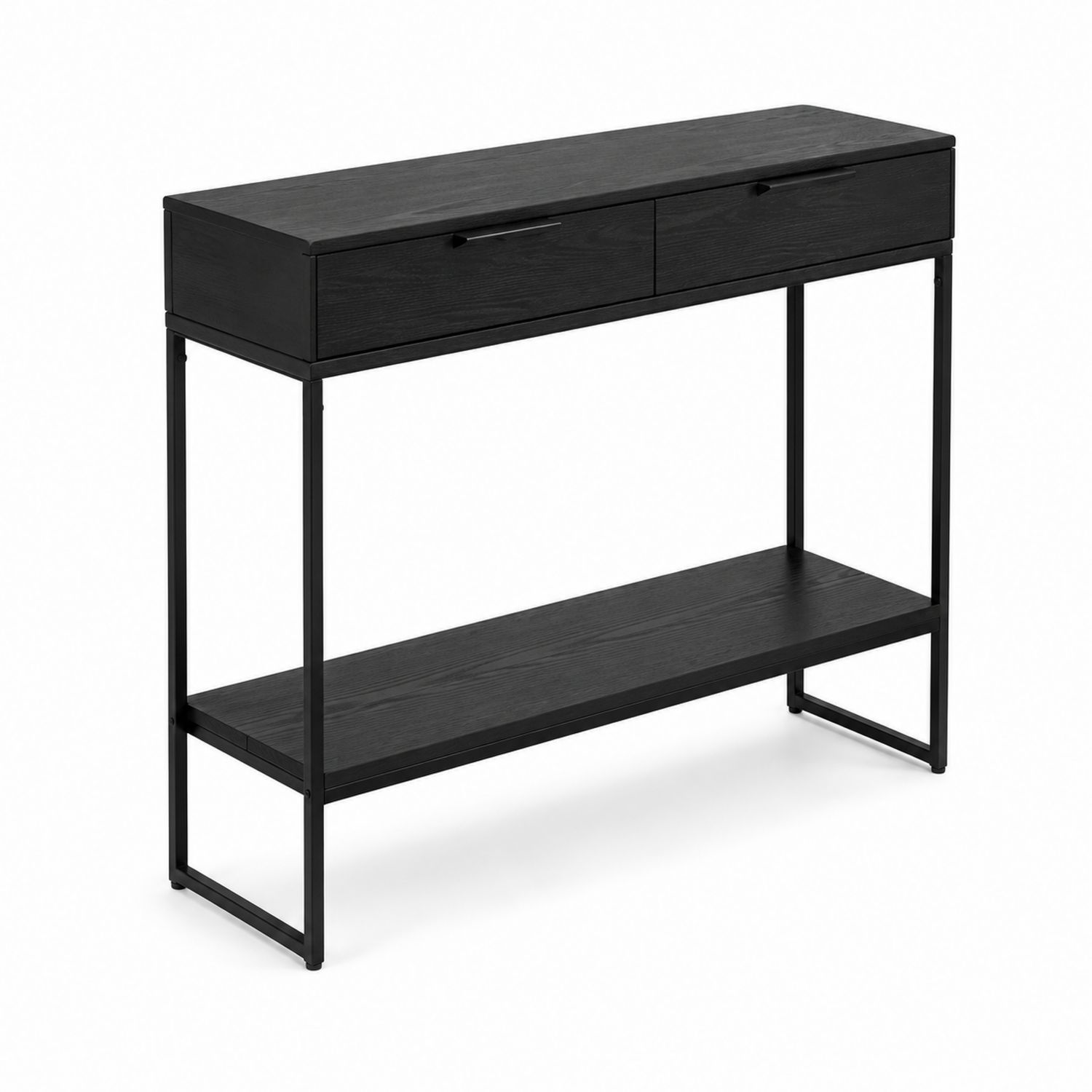 Console en bois et métal noir avec tiroirs, 120 x 30 x 80 cm-luntrivoqelz