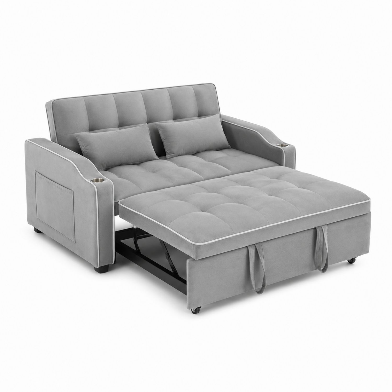 Canapé-lit convertible tissu Gris-luntrivoqelz